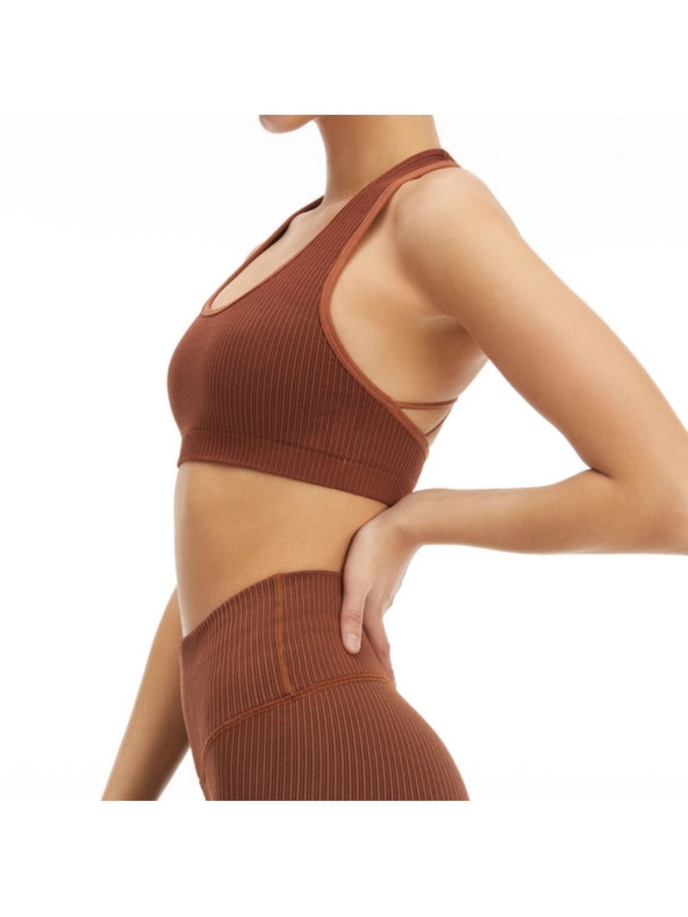 Good American Ribbed Racerback Bralette - Brown - Picture 3 of 4